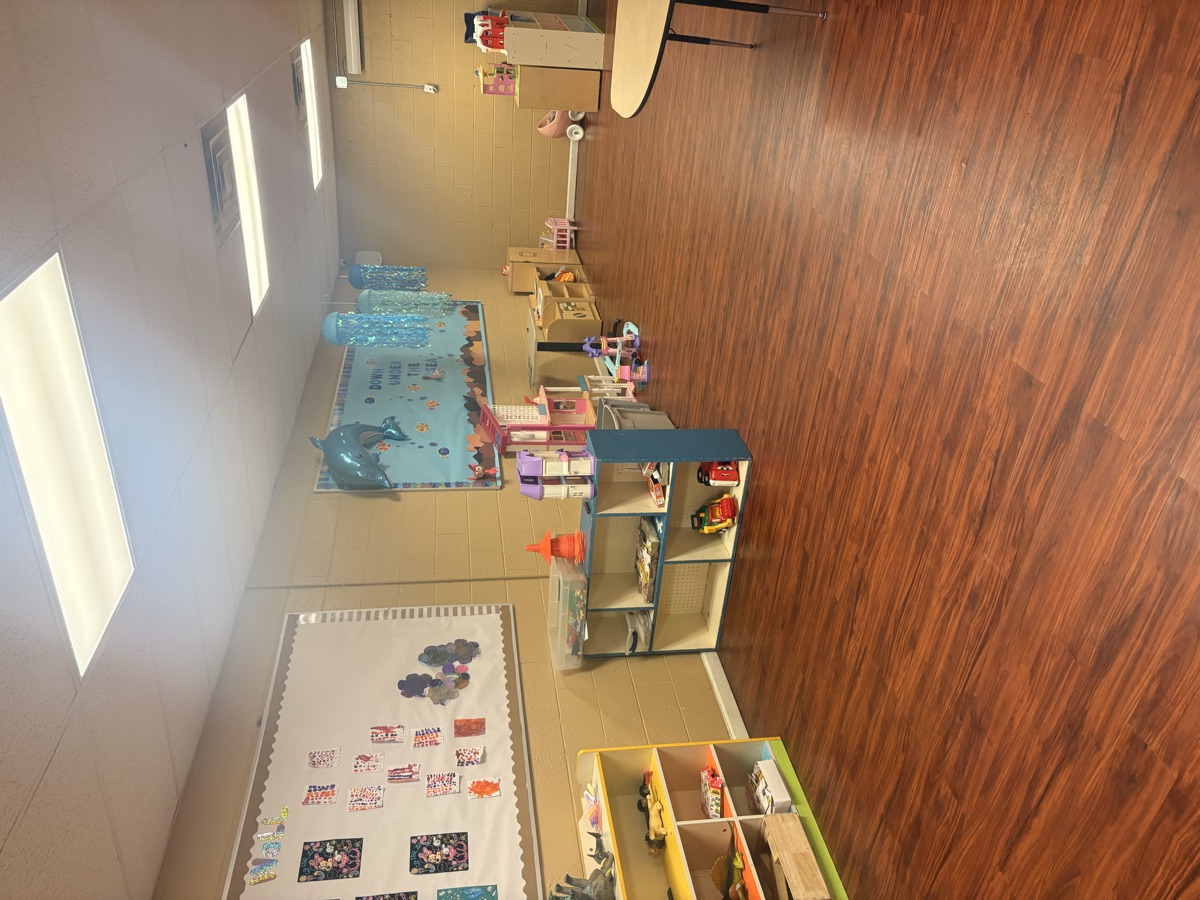 Classroom activity area with learning materials